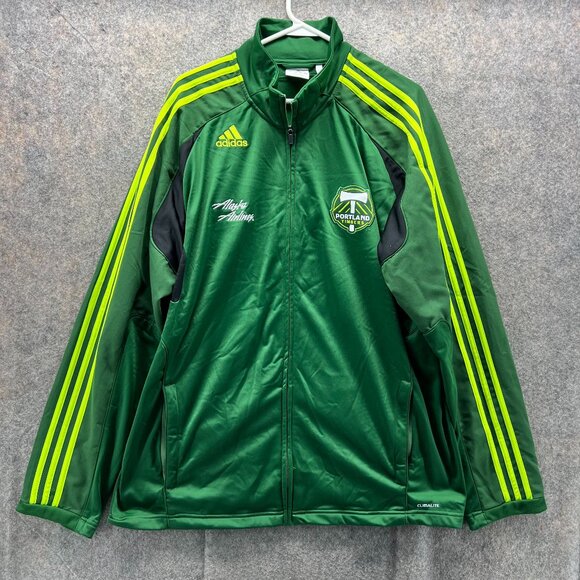 Adidas Jacket Men XL Green Yellow Track Portland Timbers Sweater 2010 Vtg RARE